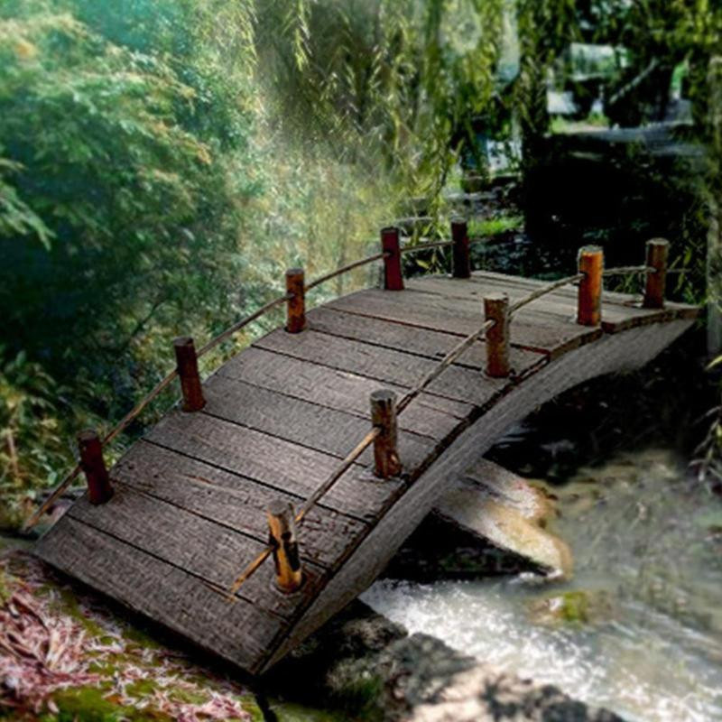 Holz Bogenbrücke mit Geländer Miniatur 1:12 Puppenhaus - Bild 2