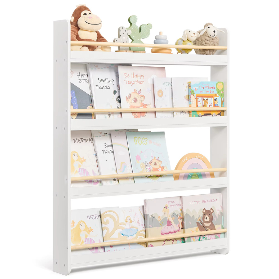 SONGMICS Kinderregal mit 4 Ebenen als Wandregal für das Kinderzimmer in Weiß und Multicolour - Bild 2