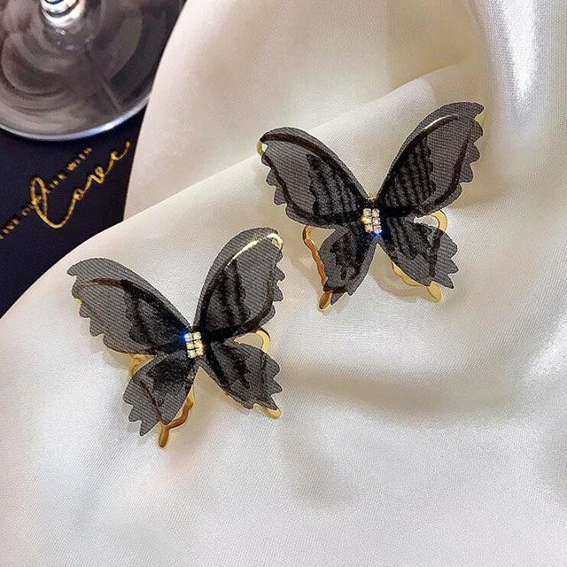 Mango Event Ohrstecker, Schmetterling, Zirkonia, Schwarz, Damen - Bild 1