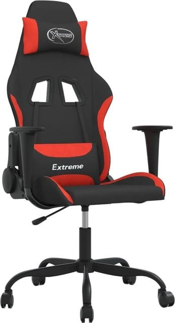 vidaXL Gaming-Stuhl in Schwarz und Rot mit Stoffbezug und Kopfstütze - Bild 1