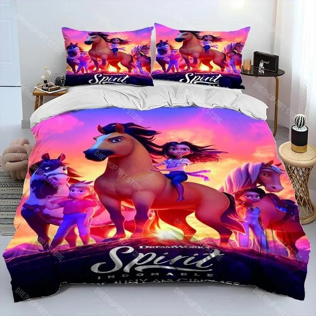 Spirit Riding Free Pferde Bettwäsche Set aus Mikrofaser für Jungen und Mädchen, 2-teilig, B/H: 140 x 200 cm, Mehrfarbig - Bild 1