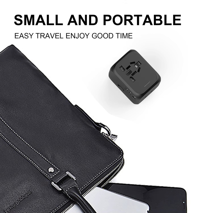 HKLAMIN Universeller Reiseadapter All-in-One mit USB-C und USB-A Anschlüssen für über 200 Länder - Bild 5