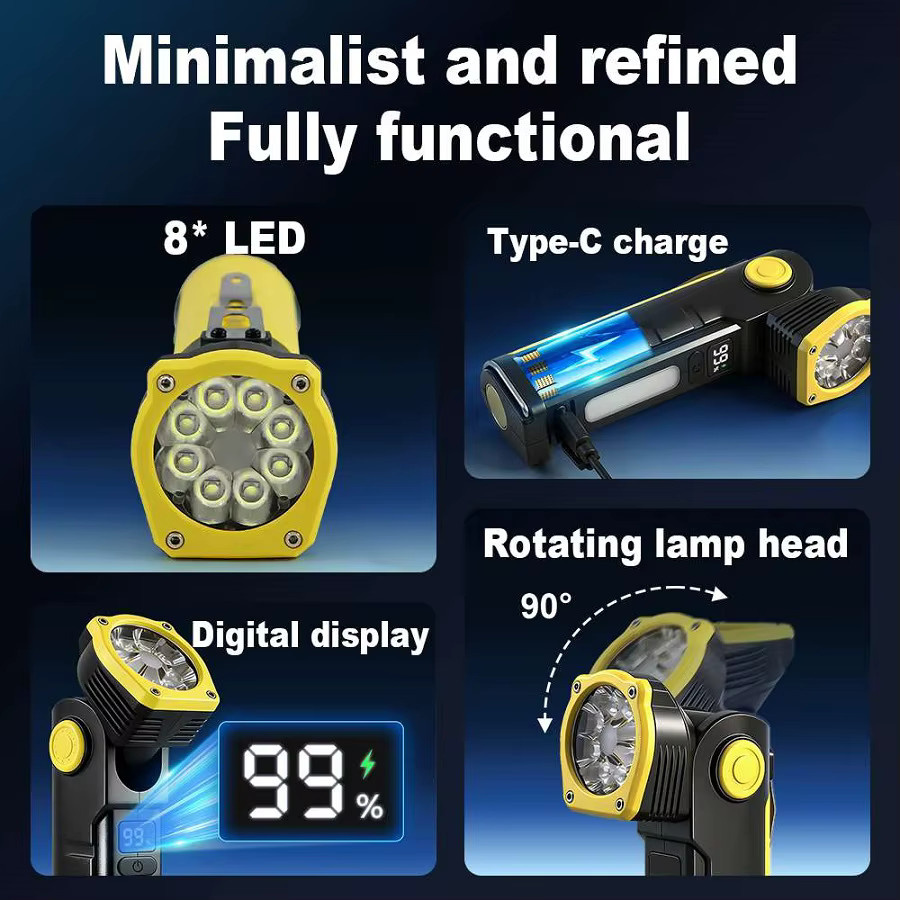 Paweinuo COB-LED-Arbeitsleuchte mit Magnet und wiederaufladbarem Akku für professionelle Einsätze, Camping und Reparaturen - Bild 4