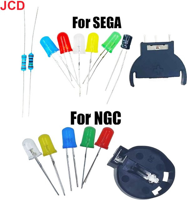 JCD Upgrade Kit für SEGA Dreamcast und Gamecube NGC mit PCB, Power LED, Sicherung, Kondensator und Batteriehalter in Multicolour - Bild 1