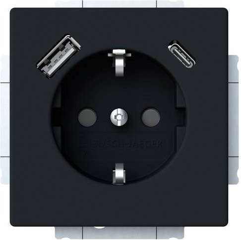 Busch-Jaeger Steckdose mit USB-A und USB-C in Schwarz 2CKA002011A6312 - Bild 1
