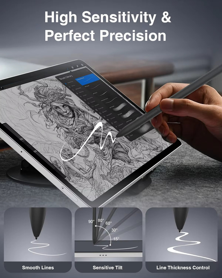Samsung S-Pen Eingabestift mit Radiergummi und 5 Ersatzspitzen für Galaxy Tab S10 FE und S9 FE Serie in Schwarz - Bild 5