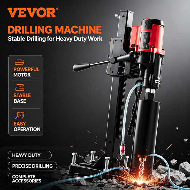 VEVOR Nass-Trocken-Diamantbohrmaschine 3200W mit 750 U/min für Beton inklusive Halterung und Wasserbohrvorrichtung - Bild 1