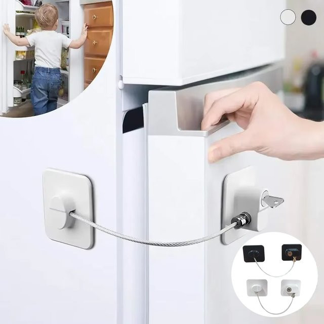 Baby Safe Kühlschrank Schloss mit Schlüssel und Code Lock in Weiß zur Baby Sicherheit für Schränke und Schiebetüren - Bild 1