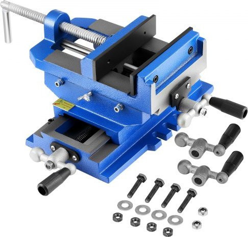 VEVOR Kreuzschleppschrauben-Bohrmaschinen-Schraubstock aus Gusseisen, 2-Wege X-Y-Achse, blaue Werkbankzwinge für Holzbearbeitung und CNC-Fräsmaschinen, Mundweite: 15,24 cm (6 Inch) - Bild 1