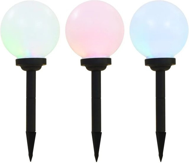 vidaXL Solarleuchten Set 3 Stück Kugelförmig LED RGB Weiß Multicolour Durchmesser: 20 cm - Bild 1