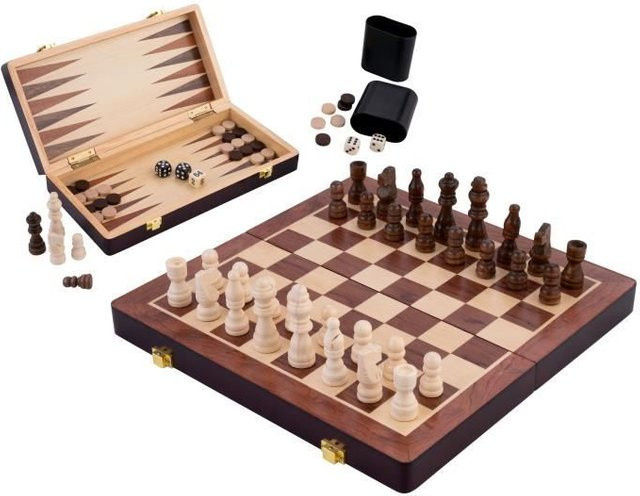 MARQUETE Schach- und Backgammon-Setbox, Strategiespiel, Holz - Bild 1