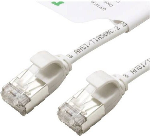 Roline Patchkabel Cat.6A Ethernet LAN U/FTP Slim LSOH in Weiß und Grün, 5 m - Bild 1