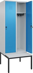 C+P Spind Classic PLUS Sitzbank mit 2 Abteilen, Lichtgrau, B/T/H: 212,0 x 80,0 x 81,5 cm - Bild 1