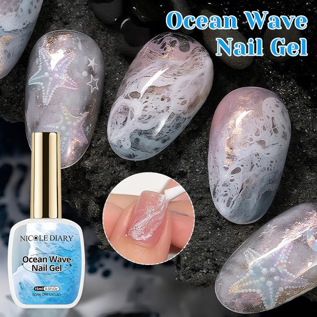 NICOLE DAIRY Bubble Ocean Wave Gel-Nagellack, Weiß, 15 ml - Bild 1