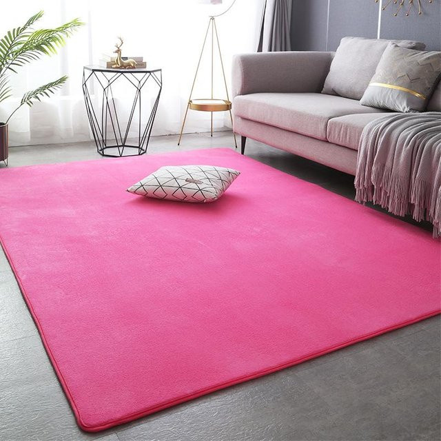 Moderner Korallenvlies-Teppich Lucky Black Cat in Rosa, weich und rutschfest, B/T: 160 x 100 cm - Bild 1