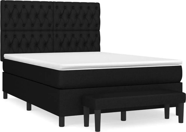 vidaXL Hybrid-Boxspringbett mit Matratze und Kopfteil in Schwarz, B/T/H: 140 x 200 x 144 cm - Bild 1