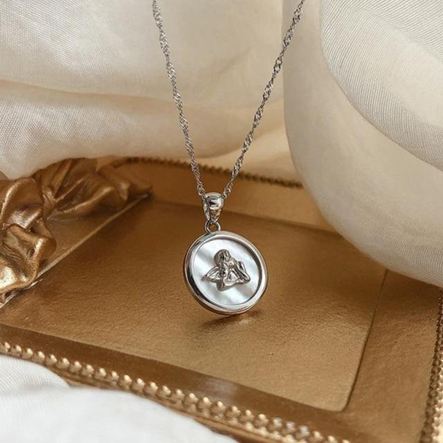 YIRAN Jewelry Halskette, S925 Silber, Shell Anhänger, Damen, grau - Bild 1