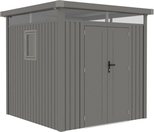 Osoltus Metall Gerätehaus Luma mit Fenster und Flachdach, Grau, B/T/H: 230 x 230 x 222 cm