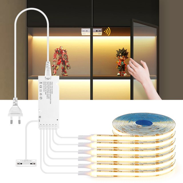 Rybakov COB LED Streifen mit Näherungssensor für Schrank und Hintergrundbeleuchtung, Warmweiß, 12V - Bild 1
