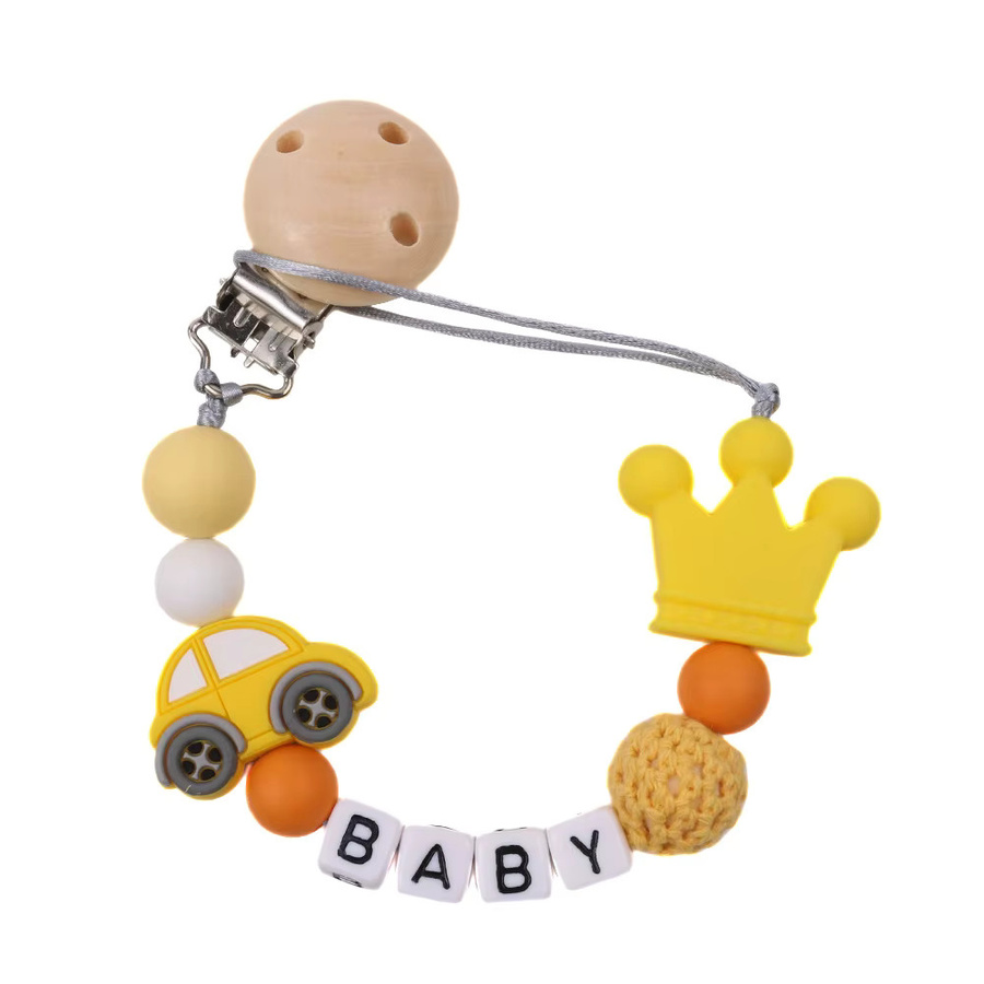 Panplay Schnullerclip für Babys aus Holz und Silikon mit Auto-Perlen als Beißring und Halterung - Bild 2