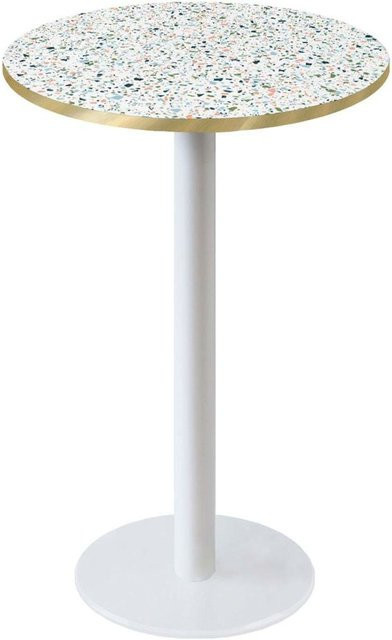 RestooTab Stehtisch Rome weiß rund mit Terrazzo-Dekor in Mehrfarbig, Höhe: 113 cm, Durchmesser: 60 cm - Bild 1