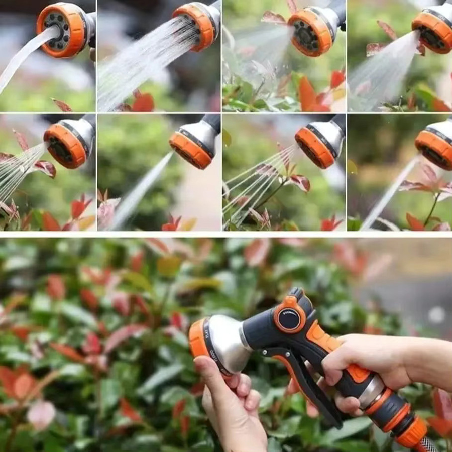 FLOWERS SPRAL Gartenschlauch-Sprühpistole mit 8 Funktionen in Schwarz-Orange - Bild 3