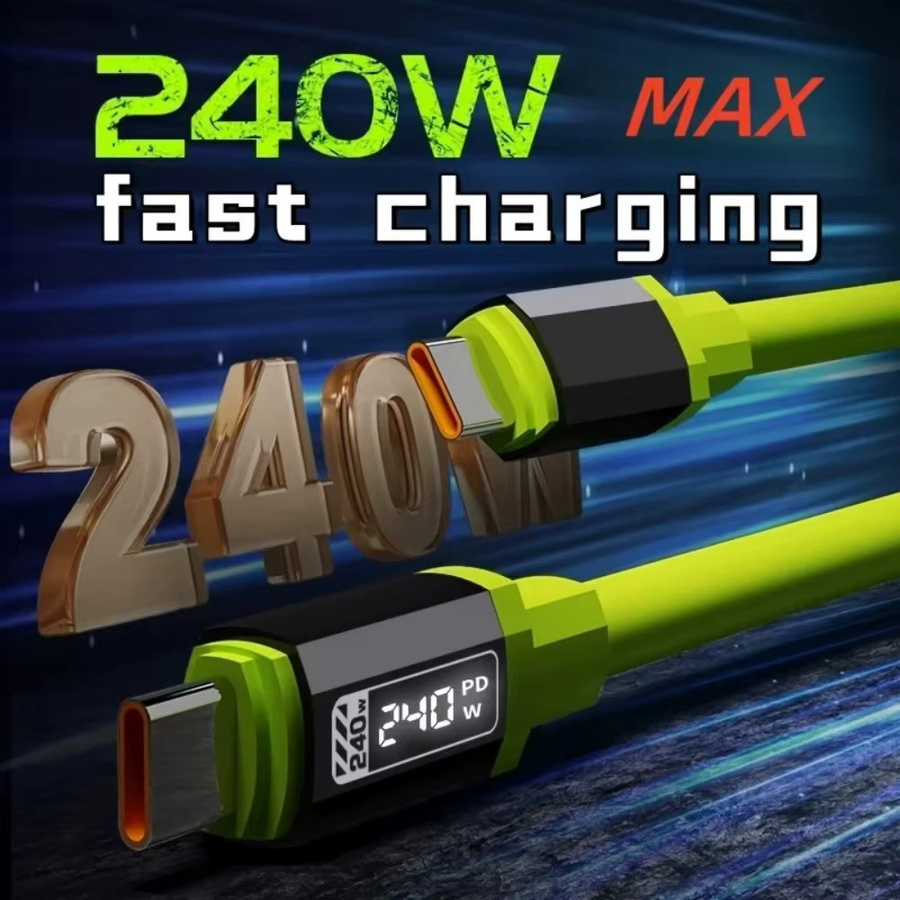 240W Typ-C zu Typ-C Superschnellladekabel in Grün für iPhone, Xiaomi, Huawei und Samsung - Bild 2