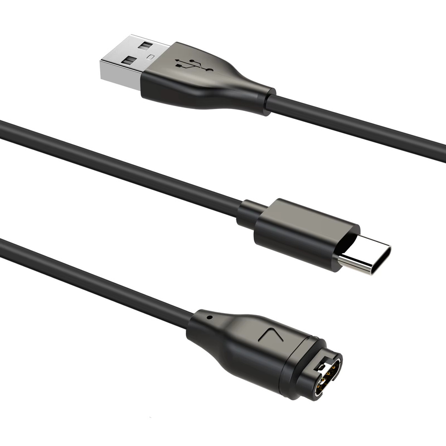 Garmin 2-in-1 USB-A-Ladekabel in Schwarz für Fenix 8/7/6/5/E/S/X/Pro/Plus Uhren, Länge: 100 cm - Bild 1
