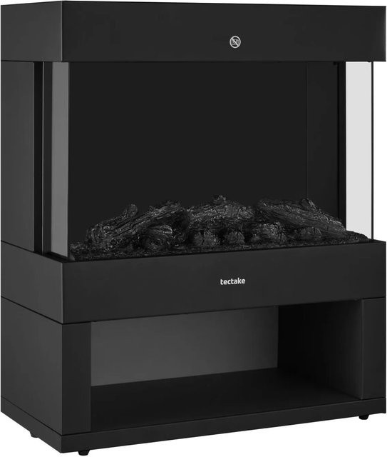 Tectake Elektrokamin Leora mit 3D Flammeneffekt und Holz- sowie Glutimitation in Schwarz, H x B x T: 150 x 50 x 35 cm - Bild 1