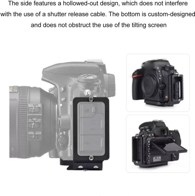 Kamera L-Winkel mit Schnellwechselplatte für Nikon D750, umschaltbar für vertikale und horizontale Ausrichtung, grau - Bild 1