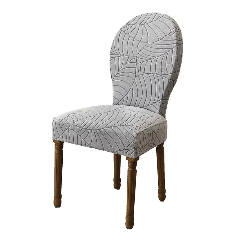 Yupartex Blatt Jacquard Stuhlbezug für runde Esszimmerstühle mit gebogener Rückenlehne, Beige, Floral - Bild 3