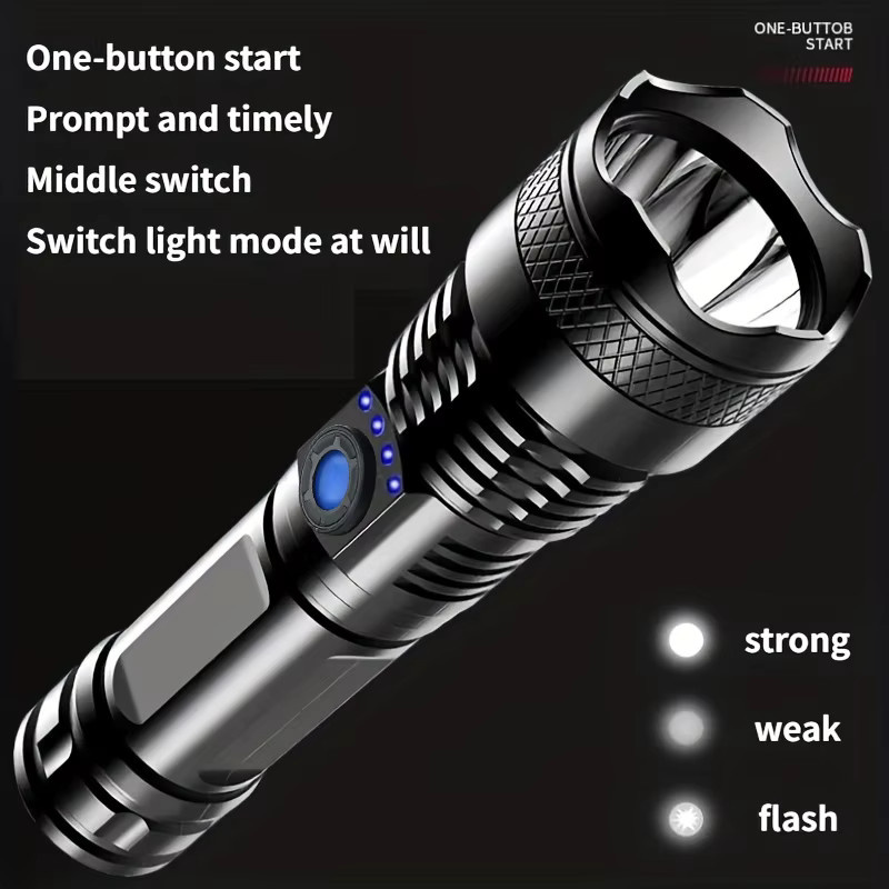 KDULIT LED-Taschenlampe mit 10000 Lumen, wiederaufladbare taktische Taschenlampe in Schwarz, IPX7 wasserdicht - Bild 2