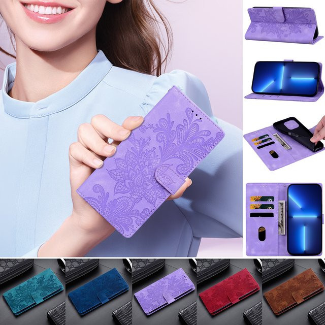 Magnetische Leder-Flipcover Brieftasche für Motorola Edge 30 40 50 Pro Lite Neo Fusion in Purple - Bild 1