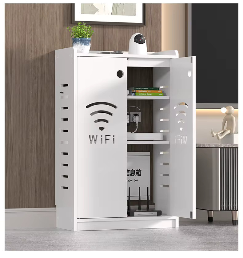 LEWEN Router-Regal Bodenstehendes Aufbewahrungsregal in Weiß Matt mit Rückwand für Wohnzimmer und Schlafzimmer B/T/H: 60,0 x 50,0 x 25,0 cm - Bild 6