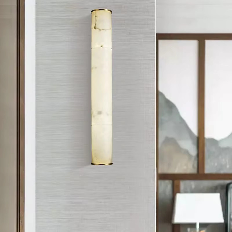 TAONUANSHU Moderne Marmor-Wandlampe in Weiß mit Gold/Messing, Wasserdichte Außen- und Innenwandleuchte für Wohnzimmer, Schlafzimmer und Flur, Warmweißes Licht - Bild 2