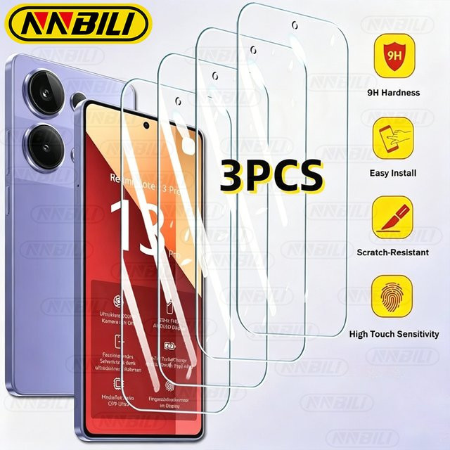 NNBILI Displayschutzfolie aus gehärtetem Glas für Xiaomi Redmi Note 13 Pro 5G, transparent, 5/3 Stück Set - Bild 1