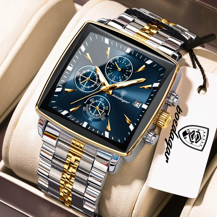 POEDAGAR Armbanduhr Chronograph, Quarz, Edelstahl, Gold, Herren - Bild 2