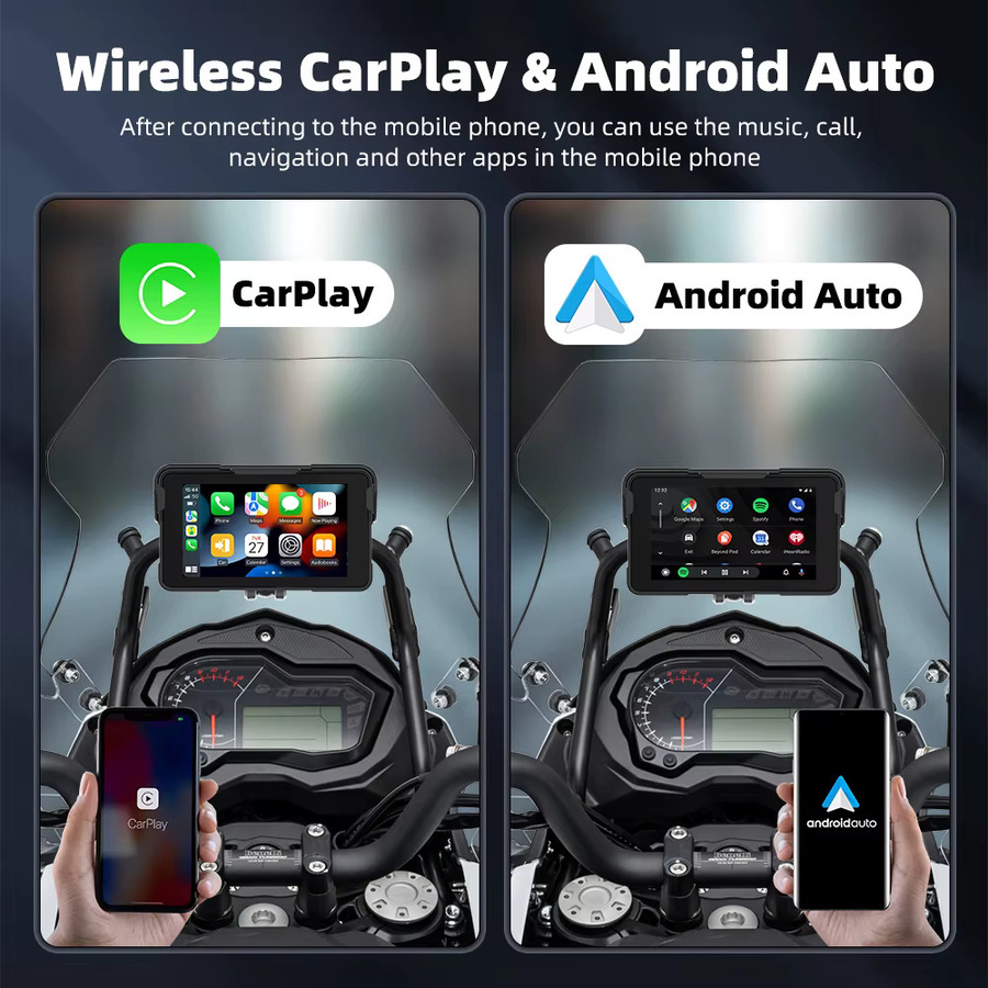 EKIY 5-Zoll Wireless CarPlay und Android Auto tragbarer GPS-Navigationsbildschirm für das Motorrad in Schwarz - Bild 3