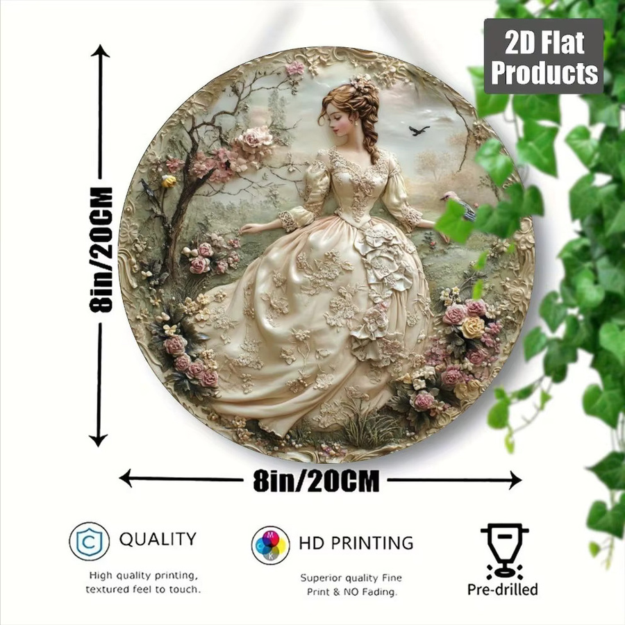 Rundes Vintage-Gartenschild HELLOYOUNG mit Blumen und Vögeln, mehrfarbig, Durchmesser: 20 cm - Bild 2