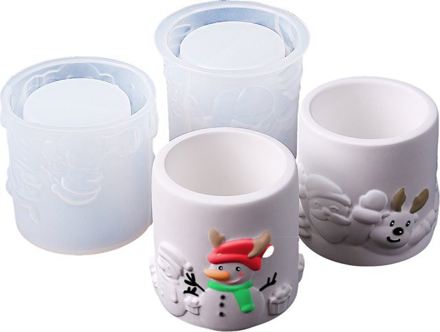 UDOCOOL Silikonform Santa Claus 3D Geprägt für DIY Beton Zement und Duftkerzen in Weiß - Bild 1