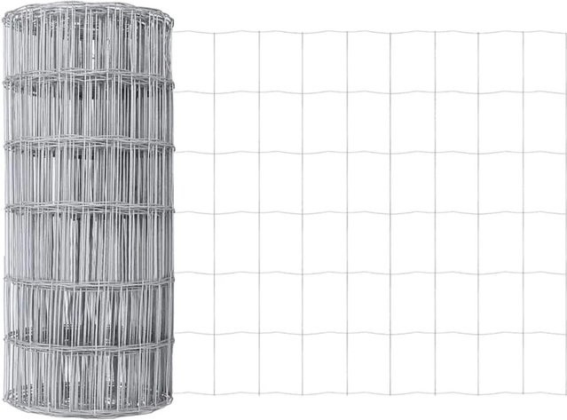 vidaXL Eurozaun Silber, PVC-beschichteter Stahl, Rechteckig, Höhe: 40 cm, Länge: 25 m - Bild 1