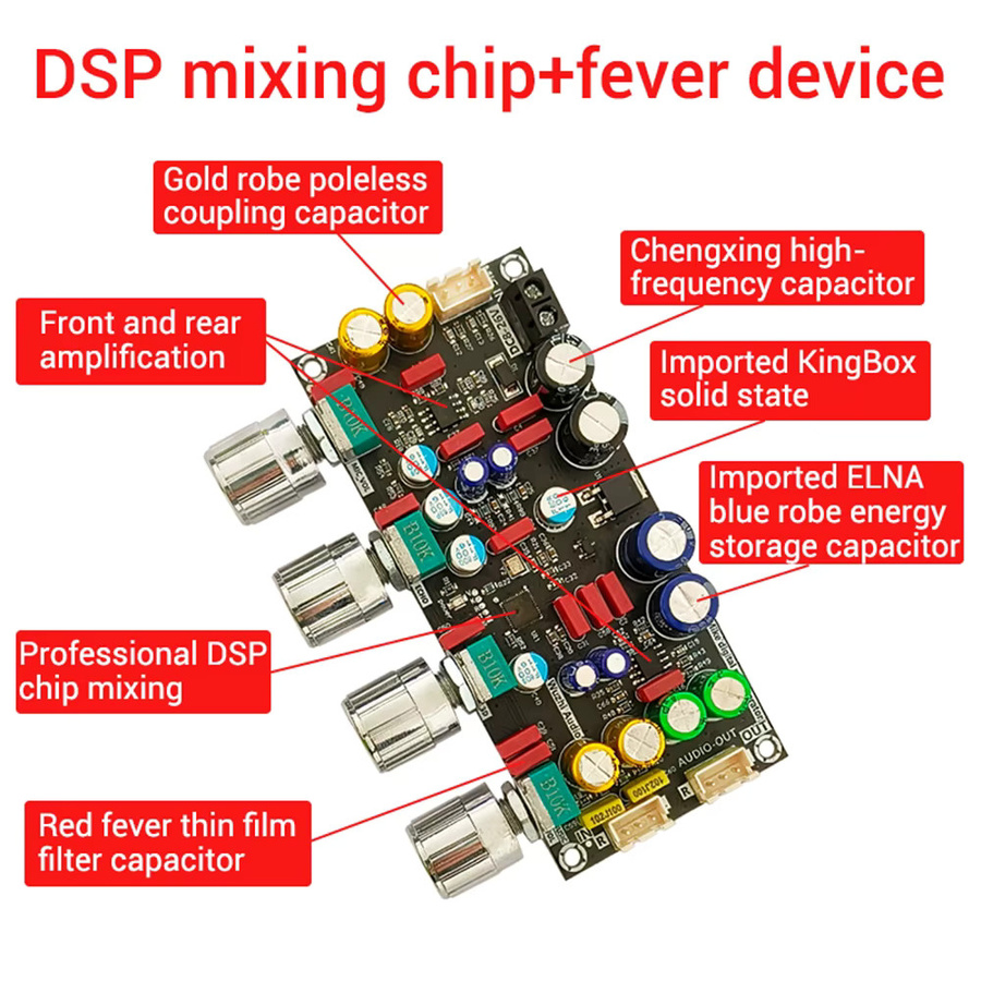 Voktta ZK-DAM-H2 Karaoke-Reverb-Board mit Bluetooth und USB-Dekodierung, geräuscharmes Effektgerät für externe Mikrofone, DC 8–36 V - Bild 2