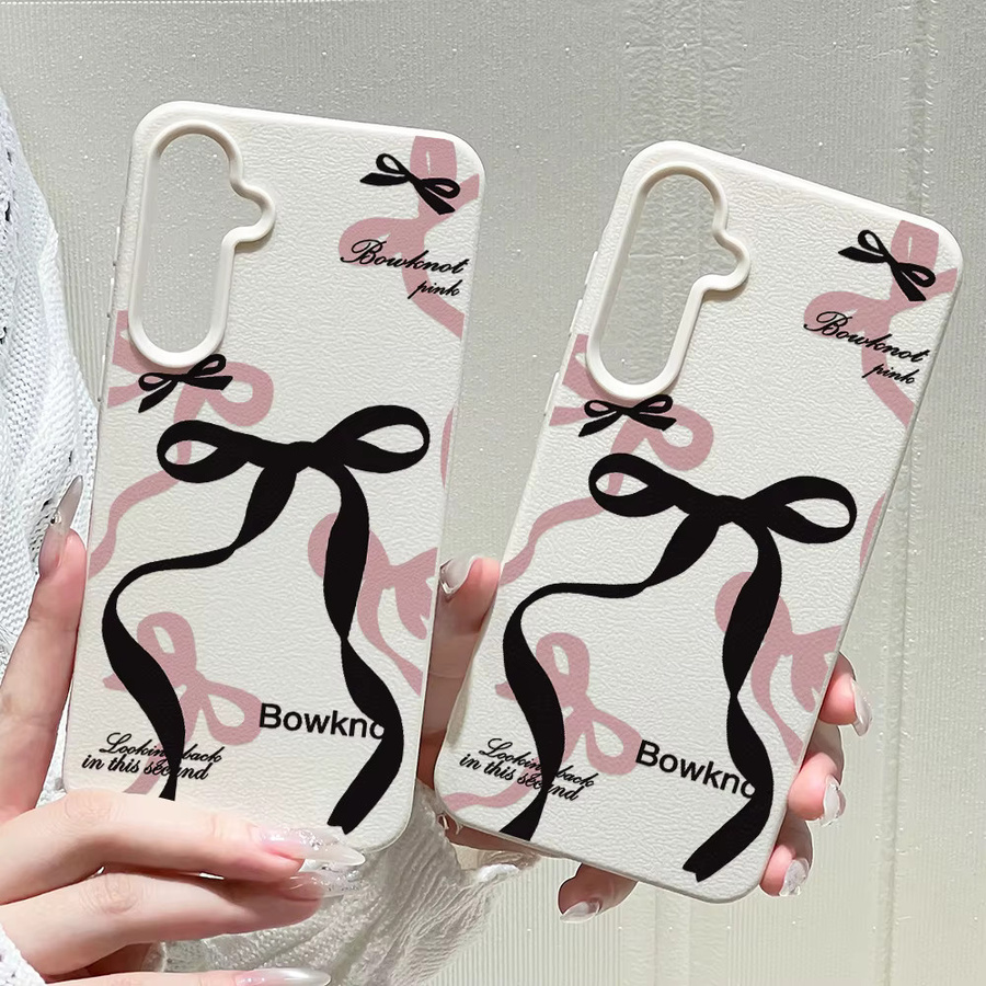 Doppellagige Handyhülle mit Schleife für Samsung Galaxy S25 Ultra S24 FE S23 A17 A56 5G A16 A55 A36 A53 A35 A06 A07 A26 in Schwarz und Pink - Bild 3