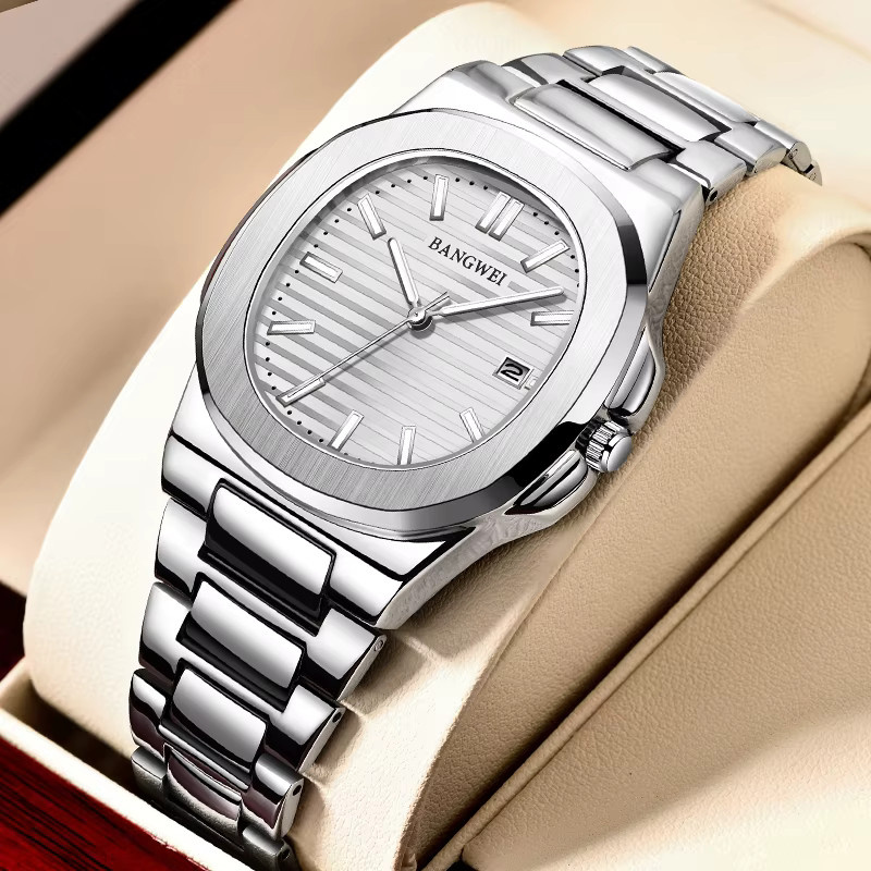 LIGE Armbanduhr, Quarz, Edelstahl, Silber, Herren, Datum, Leuchtzeiger - Bild 5