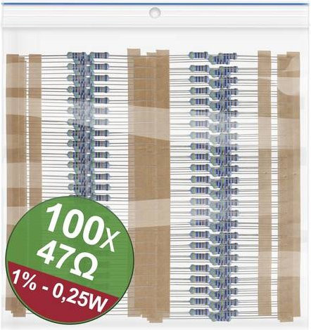 Quadrios 22P040 Metallschicht-Widerstand Sortiment 47 Ohm axial bedrahtet 0.25W 1% Multicolor - Bild 1