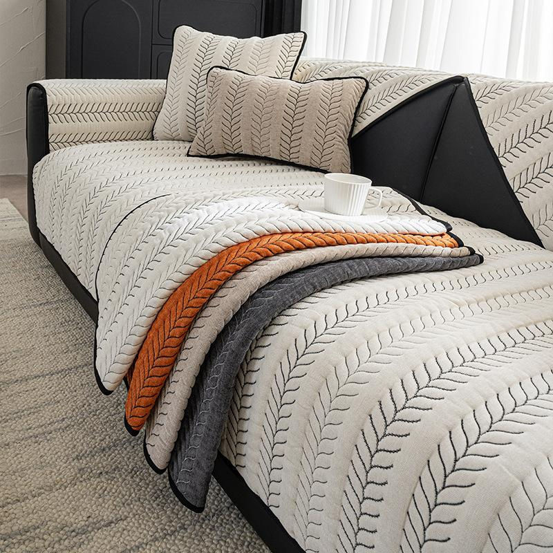 BC-Warm Home Luxus Retro Sofabezug aus Samt, einteiliges Sitzkissen mit Streifenmuster, B/H: 70 x 210 cm - Bild 2