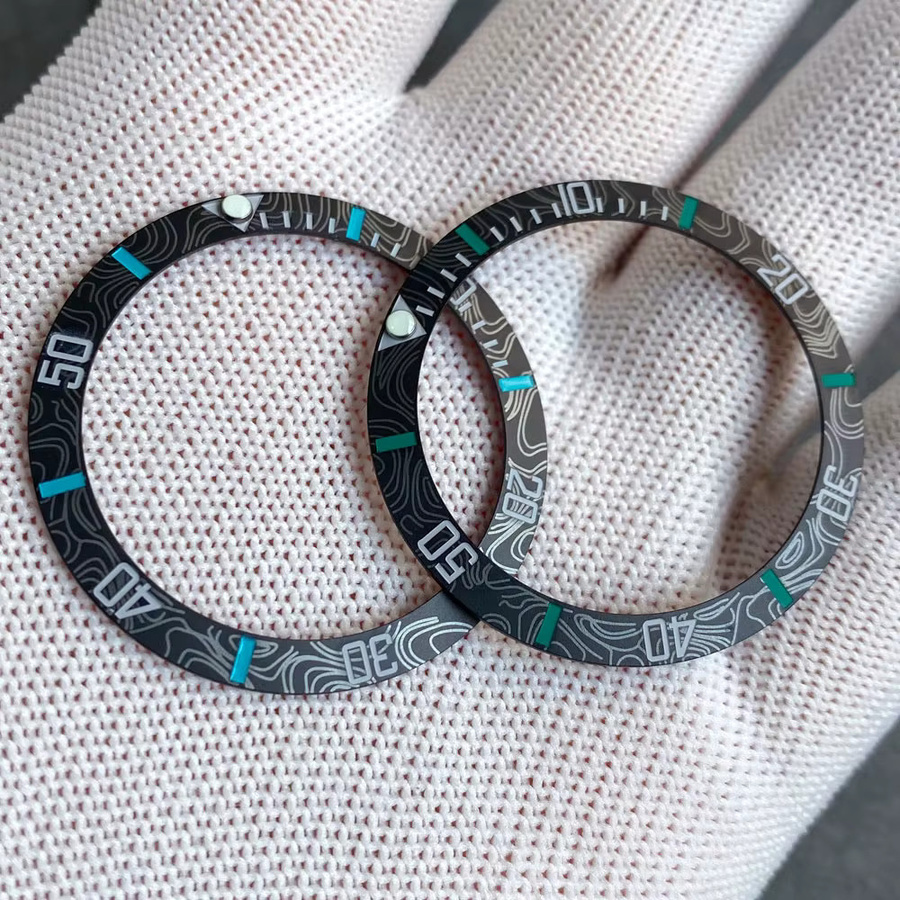 Tandorio Uhrenlünetteneinlage Keramik, Schwarz, Herren, 38 mm/30,6 mm - Bild 2