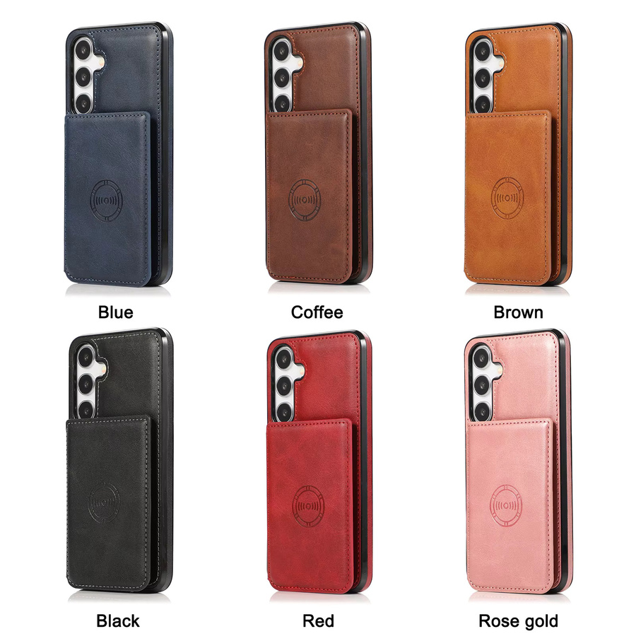 Magnetische Leder-Brieftasche für Samsung Galaxy S24 S25 Ultra S23 FE S22 Plus A16 A26 A36 A56 A15 A35 A17 in Rot und Braun - Bild 2