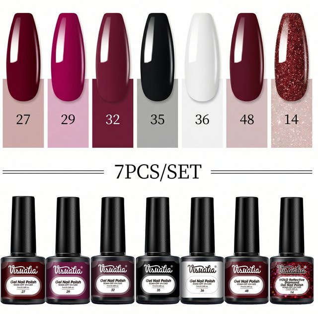 Visuatia Gel-Nagellack, Weinrot, Glänzend - Bild 1