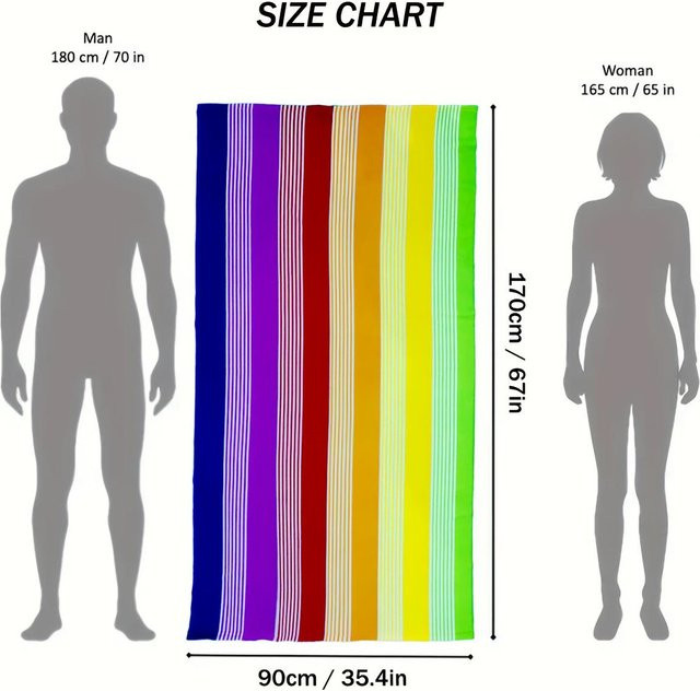 JMG Household Supplies Strandtuch mit Regenbogenstreifen aus schnell trocknender Mikrofaser, B/H: 80 x 160 cm - Bild 1